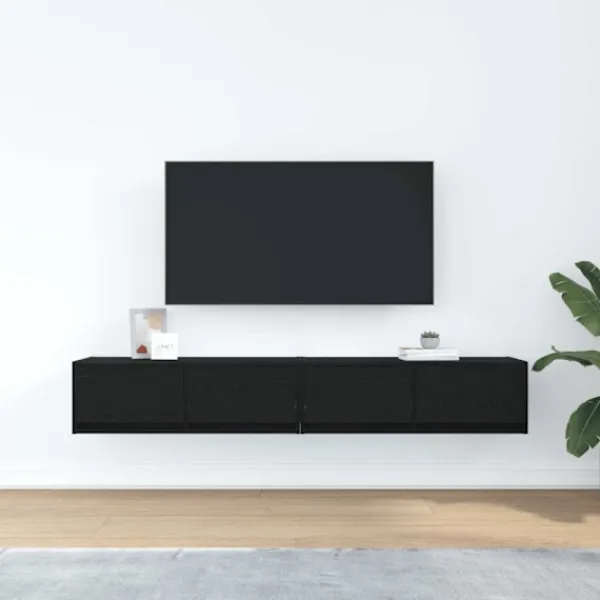 vidaXL Tv-Bänkar>TV-bänkar 2 st svart ek 80x31x25,5 cm konstruerat trä
