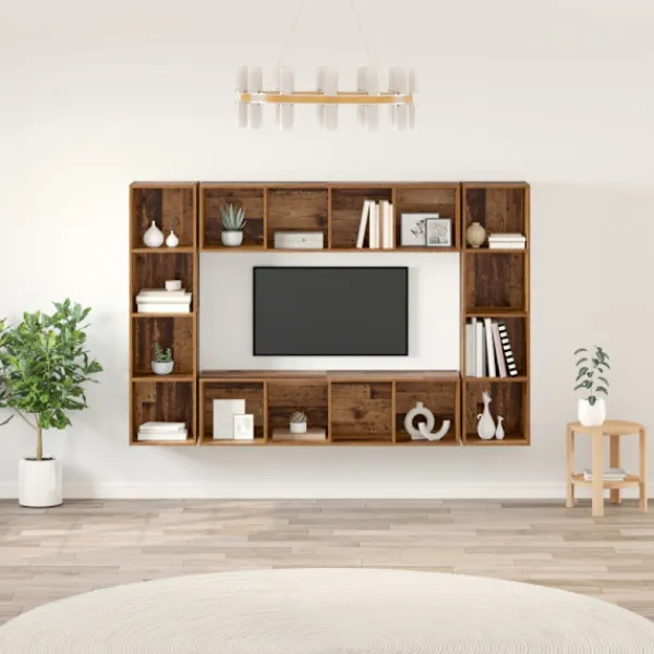 vidaXL Tv-Bänkar>TV-bänkset 4 pcs Brun 37 x 37 x 142,5 cm Konstruerat trä
