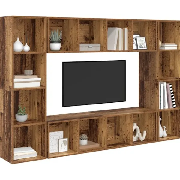 vidaXL Tv-Bänkar>TV-bänkset 4 pcs Brun 37 x 37 x 142,5 cm Konstruerat trä