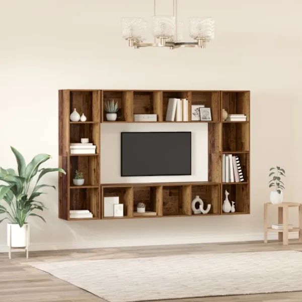 vidaXL Tv-Bänkar>TV-bänkset 4 pcs Brun 37 x 37 x 142,5 cm Konstruerat trä