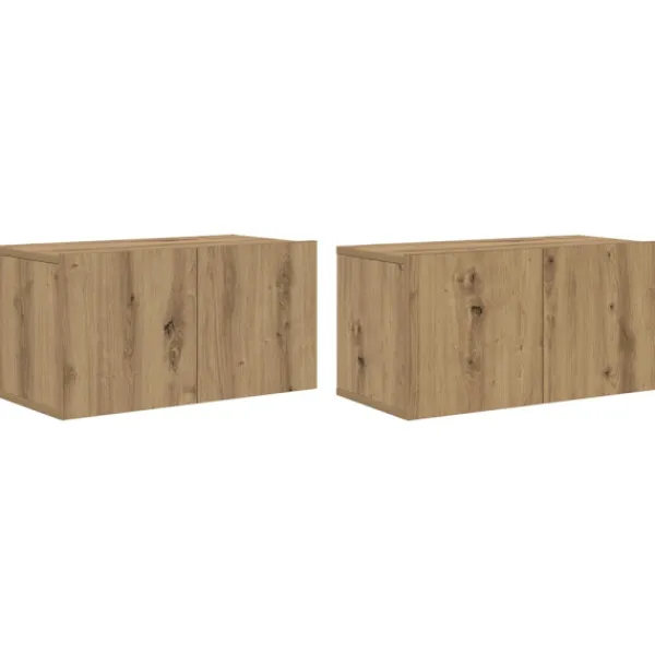 vidaXL Tv-Bänkar>TV-bänkset 2 pcs Brun 60 x 30 x 30 cm Konstruerat trä