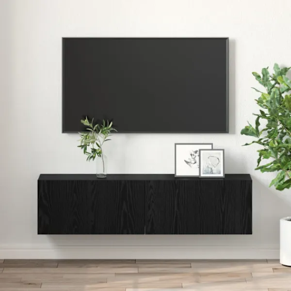 vidaXL Tv-Bänkar>TV-bänkset 2 pcs Svart 60 x 30 x 30 cm Konstruerat trä