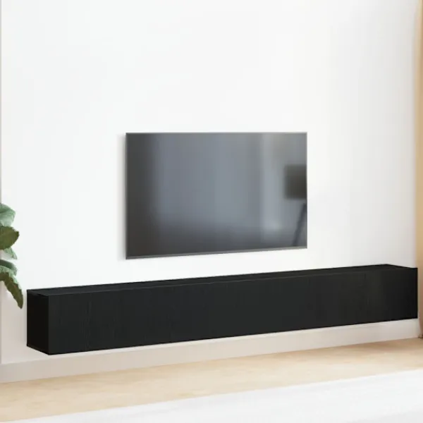 vidaXL Tv-Bänkar>TV-bänkset 3 pcs Svart Ek 80 x 30 x 30 cm Konstruerat trä