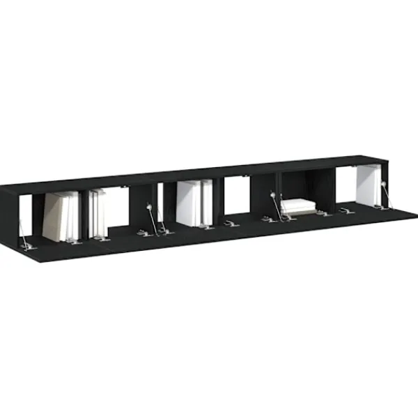 vidaXL Tv-Bänkar>TV-bänkset 3 pcs Svart Ek 80 x 30 x 30 cm Konstruerat trä