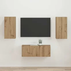 vidaXL Tv-Bänkar>TV-bänkset Väggmonterad 2 pcs Artisan Ek Konstruerat trä