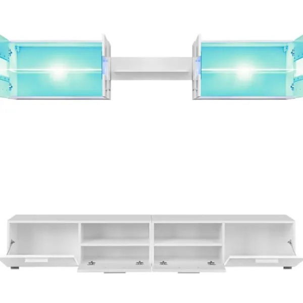vidaXL Tv-Bänkar>TV-möbel 5 delar med LED-belysning högglans vit