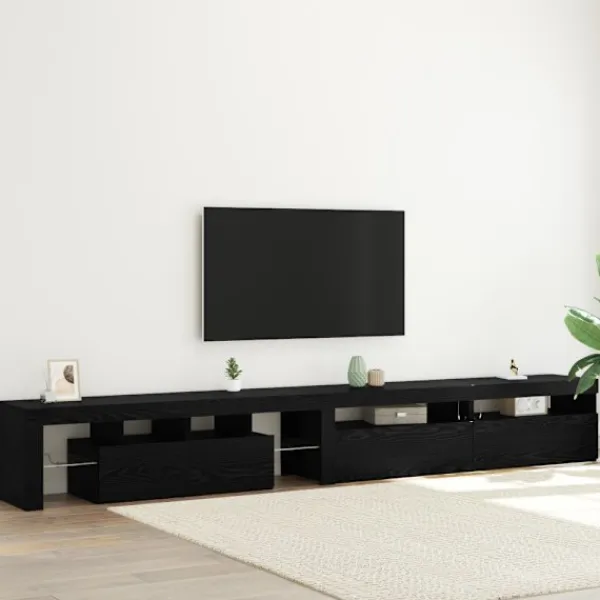 vidaXL Tv-Bänkar>TV-skåp 3 pcs Svart Ek 260 x 37 x 40 cm Konstruerat trä