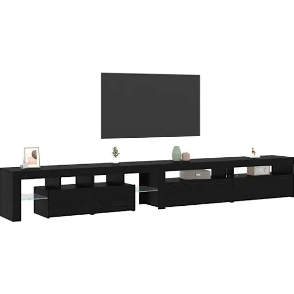 vidaXL Tv-Bänkar>TV-skåp 3 pcs Svart Ek 260 x 37 x 40 cm Konstruerat trä