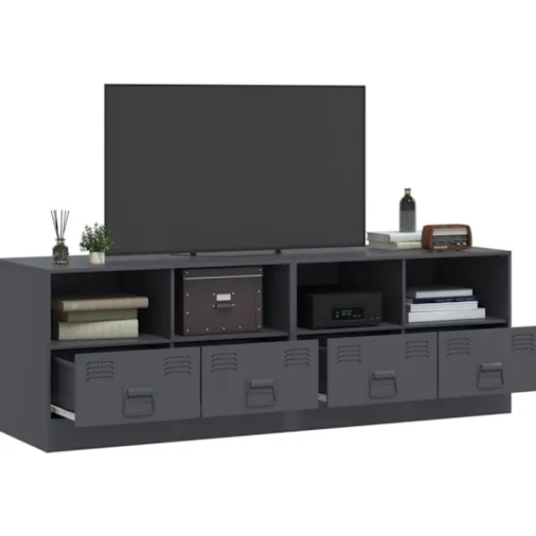 vidaXL Tv-Bänkar>TV-skåp 2 st antracit 67x39x44 cm stål