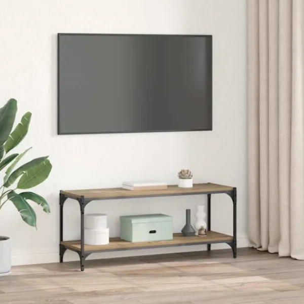 vidaXL Tv-Bänkar>TV-skåp Artisan Ek 100x33x41cm Konstruerat trä och järn