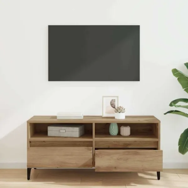 vidaXL Tv-Bänkar>TV-skåp med låda Artisan Ek 100 x 34,5 x 44,5 cm