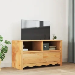 vidaXL Tv-Bänkar>TV-skåp med låda Drammen Ek 99 x 43 x 55 cm Massivt tallträ