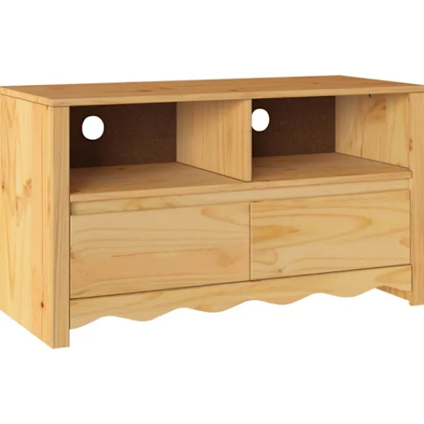 vidaXL Tv-Bänkar>TV-skåp med låda Drammen Ek 99 x 43 x 55 cm Massivt tallträ