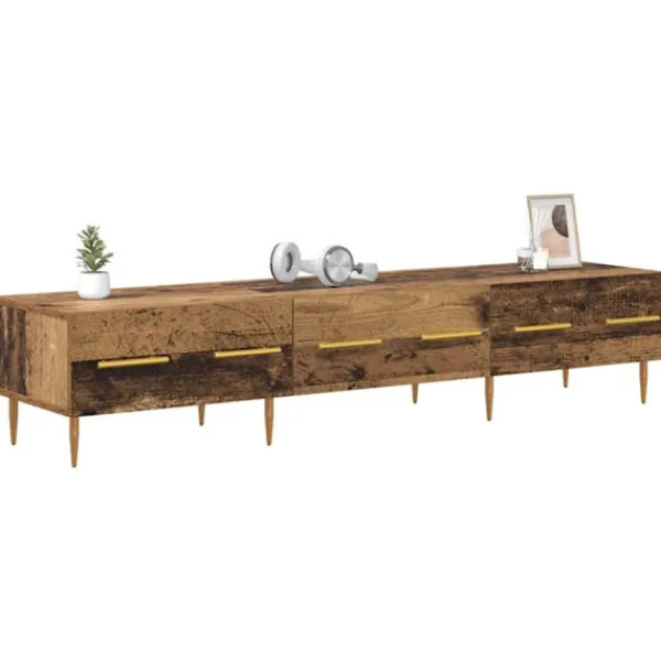 vidaXL Tv-Bänkar>TV-skåp med låda Gammalt trä 150 x 36 x 30 cm Konstruerat trä
