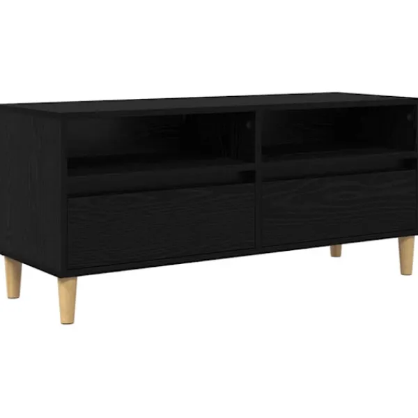vidaXL Tv-Bänkar>TV-skåp med låda Svart Ek 100 x 34,5 x 44,5 cm Konstruerat trä