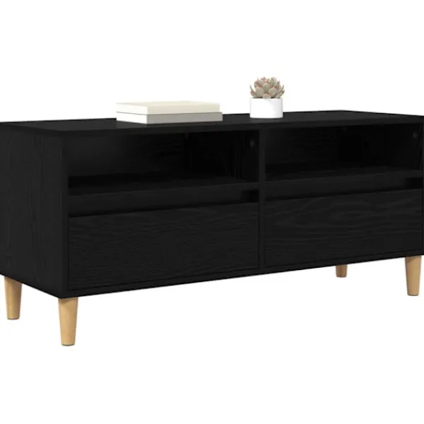 vidaXL Tv-Bänkar>TV-skåp med låda Svart Ek 100 x 34,5 x 44,5 cm Konstruerat trä
