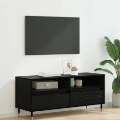 vidaXL Tv-Bänkar>TV-skåp Svart Ek 100 x 34,5 x 44,5 cm Konstruerat trä och järn
