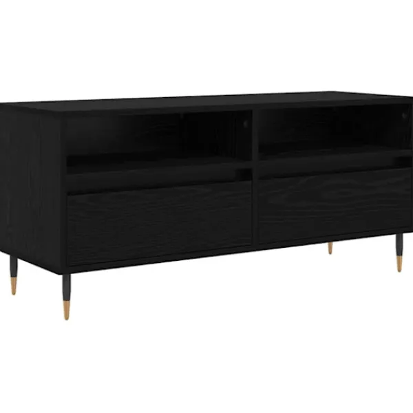 vidaXL Tv-Bänkar>TV-skåp Svart Ek 100 x 34,5 x 44,5 cm Konstruerat trä och järn