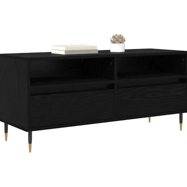 vidaXL Tv-Bänkar>TV-skåp Svart Ek 100 x 34,5 x 44,5 cm Konstruerat trä och järn