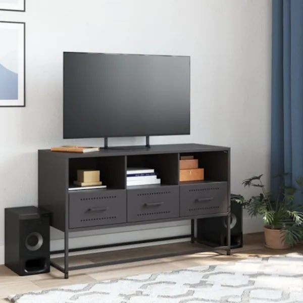 vidaXL Tv-Bänkar>TV-skåp svart 100,5x39x60,5 cm stål
