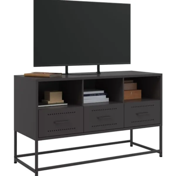vidaXL Tv-Bänkar>TV-skåp svart 100,5x39x60,5 cm stål