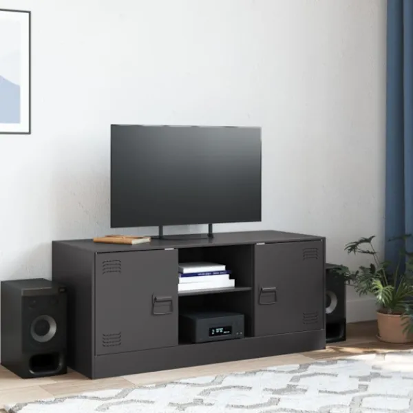 vidaXL Tv-Bänkar>TV-skåp svart 99x39x44 cm stål