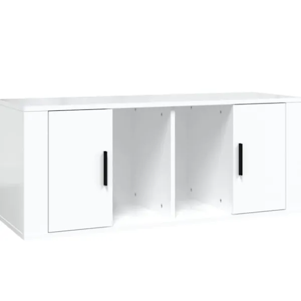 vidaXL Tv-Bänkar>TV-skåp vit högglans 100x35x40 cm konstruerat trä