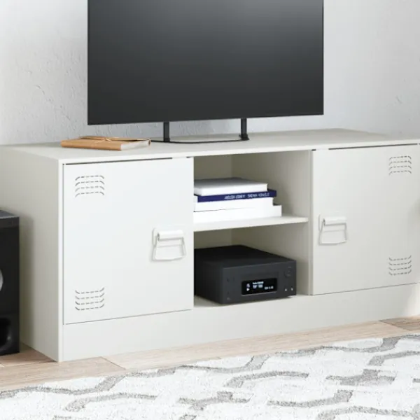 vidaXL Tv-Bänkar>TV-skåp vit 99x39x44 cm stål