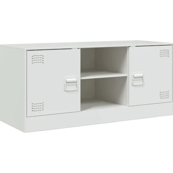vidaXL Tv-Bänkar>TV-skåp vit 99x39x44 cm stål