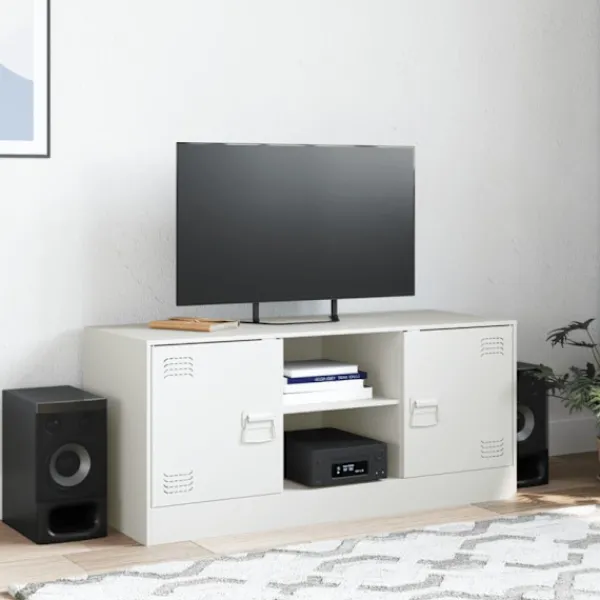 vidaXL Tv-Bänkar>TV-skåp vit 99x39x44 cm stål