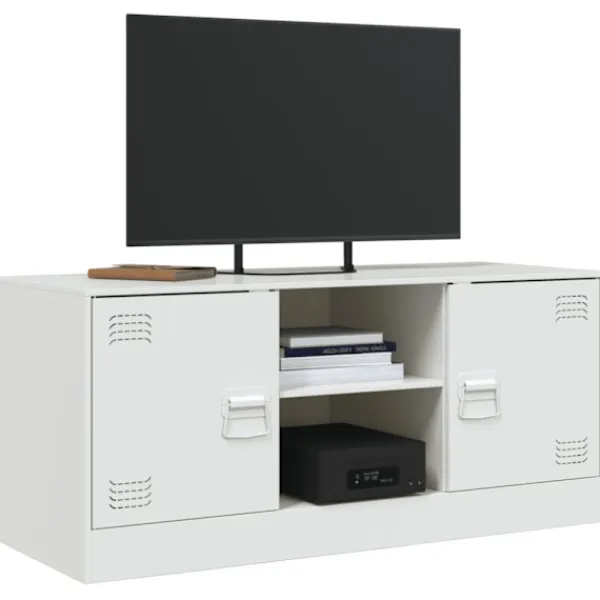 vidaXL Tv-Bänkar>TV-skåp vit 99x39x44 cm stål
