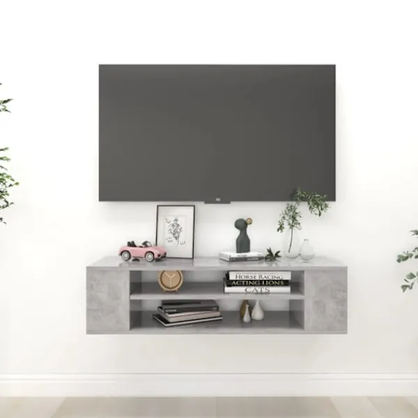 vidaXL Tv-Bänkar>TV-väggskåp betonggrå 100x30x26,5 cm konstruerat trä