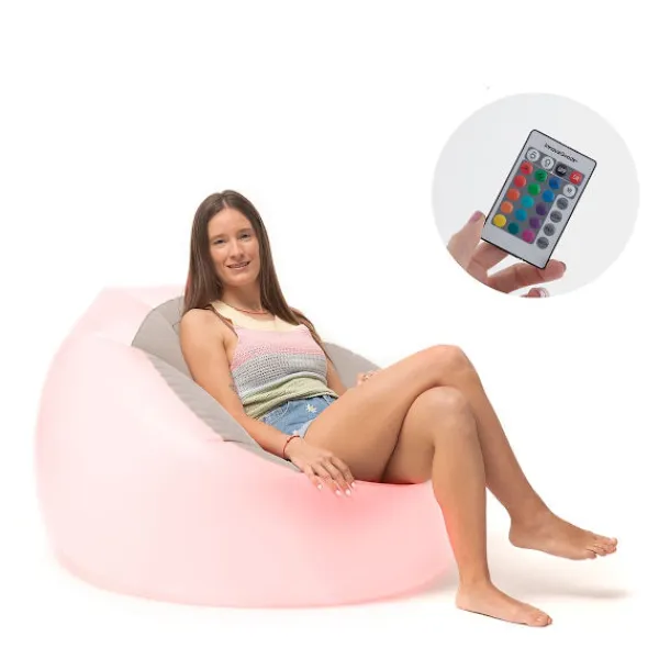 InnovaGoods Sittpuffar>Uppblåsbar fåtölj med flerfärgad LED och fjärrkontroll Chight