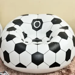 Sittsäckar>Uppblåsbar soffa Uppblåsbar flockad lat soffa sittsäck fotbollsdesign Uppblåsbar stol Fotboll Luftblås Strandstol för utomhusbruk Ute Inne