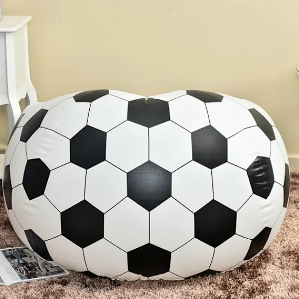 Sittsäckar>Uppblåsbar soffa Uppblåsbar flockad lat soffa sittsäck fotbollsdesign Uppblåsbar stol Fotboll Luftblås Strandstol för utomhusbruk Ute Inne