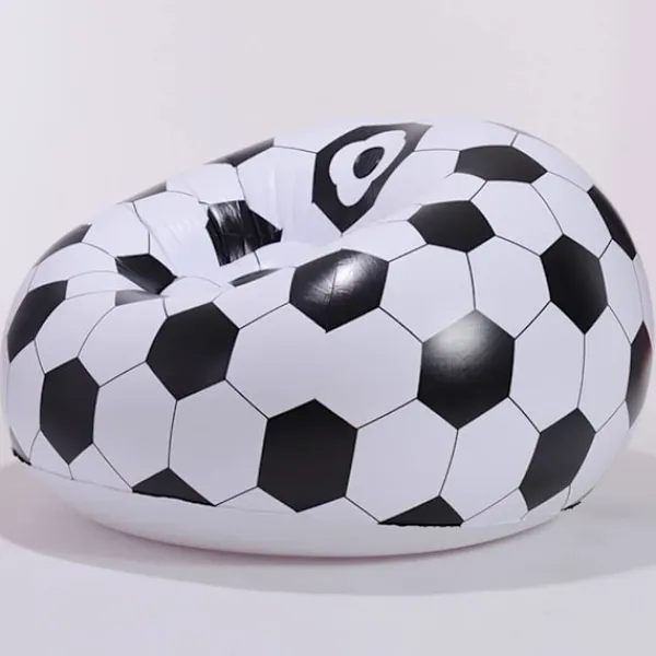 Sittsäckar>Uppblåsbar soffa Uppblåsbar flockad lat soffa sittsäck fotbollsdesign Uppblåsbar stol Fotboll Luftblås Strandstol för utomhusbruk Ute Inne
