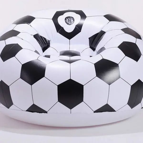 Sittsäckar>Uppblåsbar soffa Uppblåsbar flockad lat soffa sittsäck fotbollsdesign Uppblåsbar stol Fotboll Luftblås Strandstol för utomhusbruk Ute Inne