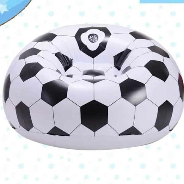 Sittsäckar>Uppblåsbar soffa Uppblåsbar flockad lat soffa sittsäck fotbollsdesign Uppblåsbar stol Fotboll Luftblås Strandstol för utomhusbruk Ute Inne