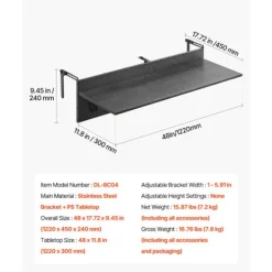 DUOKU Balkongmöbler>Upphängd Bord - - Modell DL-BC04 - Fällbar - Rostfritt Stål - 122 x 45 cm