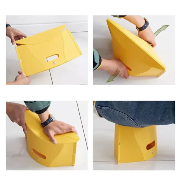 Pallar>Utomhus hopfällbar pall Bärbar Plast Camping Fiske Låg Stol för Travel Train Gul L(45x15x26)