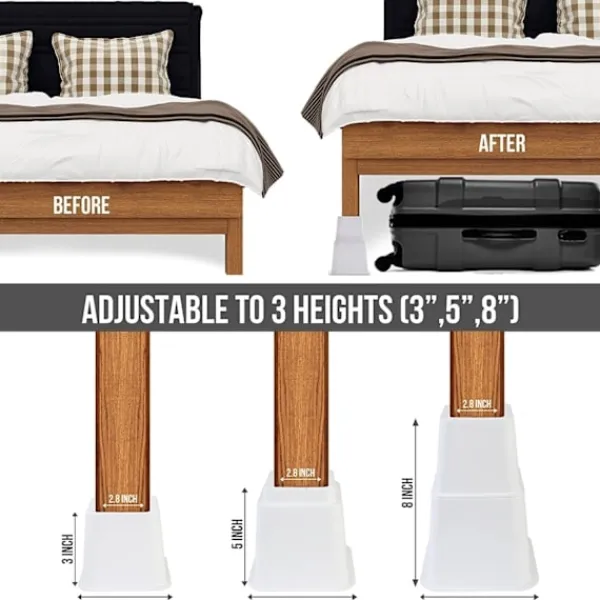 Sängar>Utopia Bedding Justerbara Möbelben för Säng (Set med 8), Kraftiga Lyft för Soffa och Bord - Stödjer upp till 0,7 kg - (vit) vit