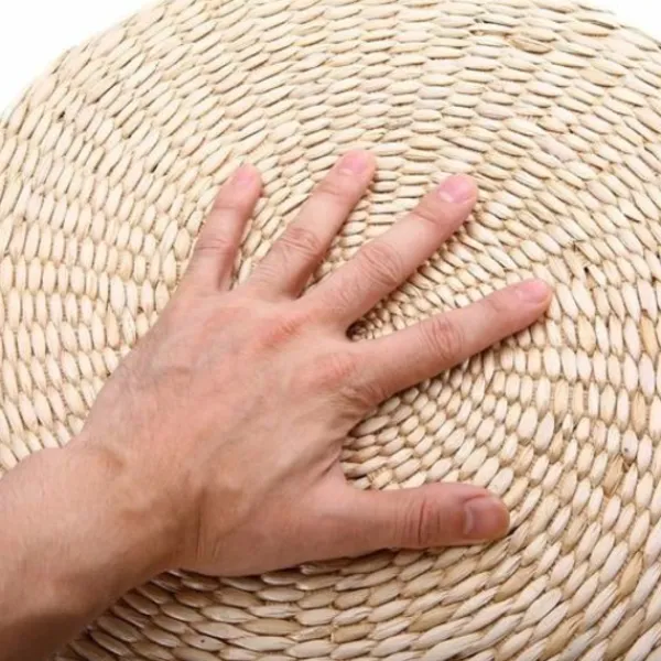 Sittsäckar>UxradG stolsitsmatta, gräsmatta, kudde, beige, handgjord, rund,