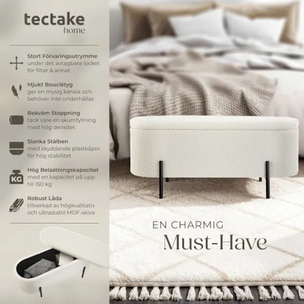 tectake Kistor & Koffertar>Vadderad sittbänk med förvaring, Lanja