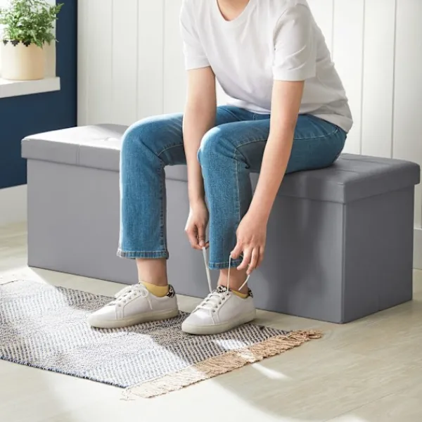 Valora Sittpuffar>POUF Förvaringsottoman Ljusgrå MDF för sovrum