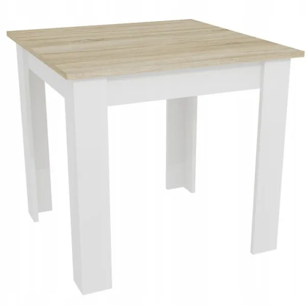 Valora Matgrupper>SET MED KVADRATISKT BORD 80X80 Sonoma Ek + 4 RIKX Vita Stolar x4
