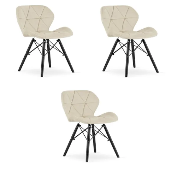 Valora Fåtöljer>WAKO sammetsfåtölj - Modern beige design med svarta ben x 3