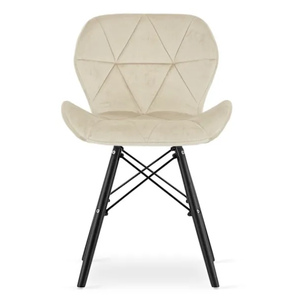 Valora Fåtöljer>WAKO sammetsfåtölj - Modern beige design med svarta ben x 3