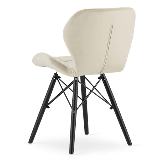 Valora Fåtöljer>WAKO sammetsfåtölj - Modern beige design med svarta ben x 3