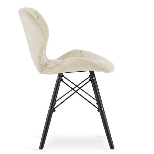 Valora Fåtöljer>WAKO sammetsfåtölj - Modern beige design med svarta ben x 3