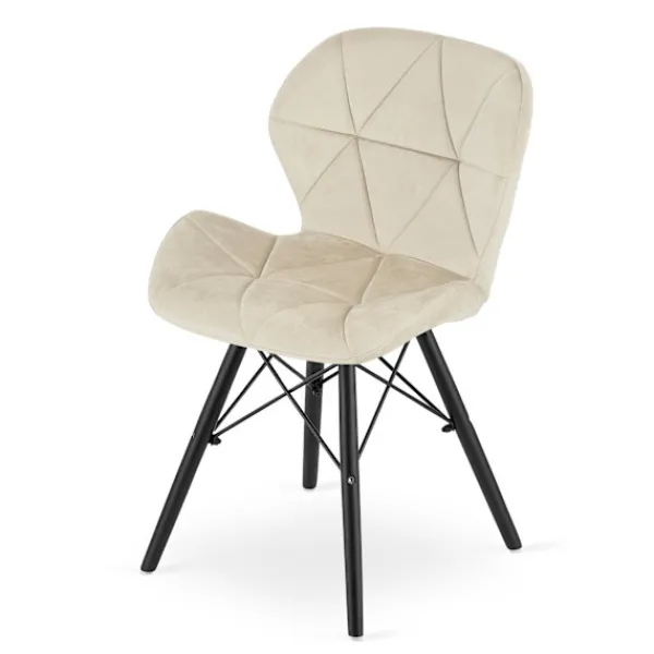 Valora Fåtöljer>WAKO sammetsfåtölj - Modern beige design med svarta ben x 3